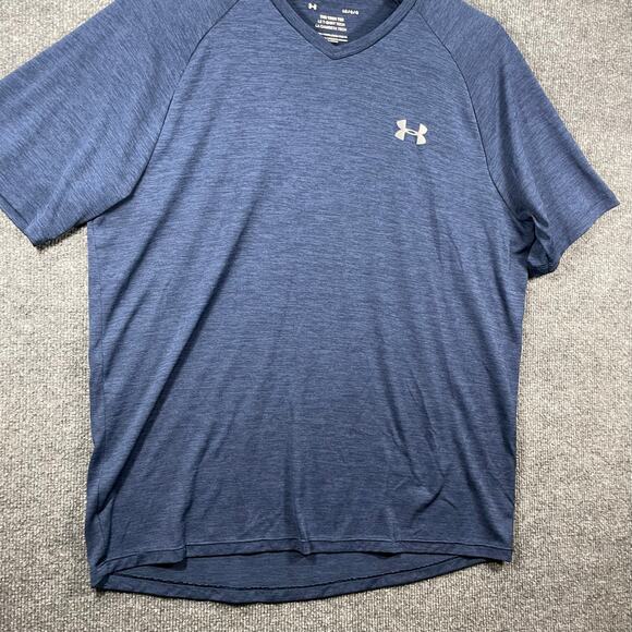 Under Armour The Tech Tee Shirt Men's Large Blue Performance SS Casual Active - Picture 3 of 8